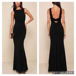 Lulu's Love In Your Eyes Black Knotted Mermaid Maxi Dress Size XS